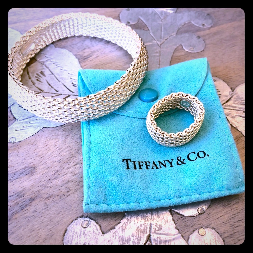 TIFFANY & CO. Somerset 925 Silver Mesh Bangle/Ring